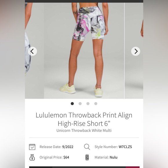 lululemon athletica Pants - 🍋Women’s Lululemon Throwback Print Align High Rise Short 6” size 12🍋